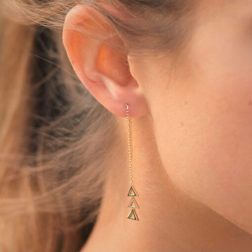 Boucles d'oreilles composées de 3 triangles plaqué or