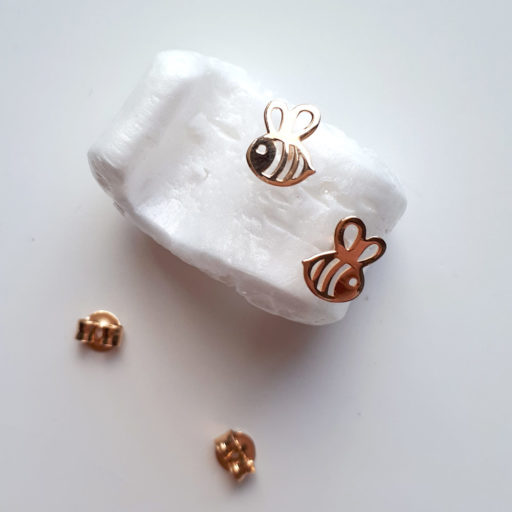 Boucles d'oreilles abeilles plaqué or.