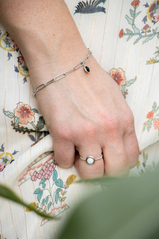 Bracelet Lia argenté et perle au choix 9