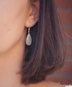 Boucles d'oreilles argentées gouttes turquoises 5