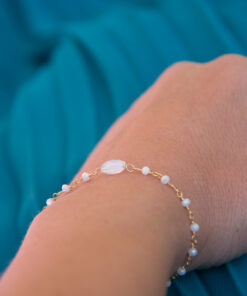 Bracelet perlé blanc perle centrale 7