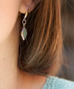 Boucles d'oreilles argent géométriques couleur menthe 5