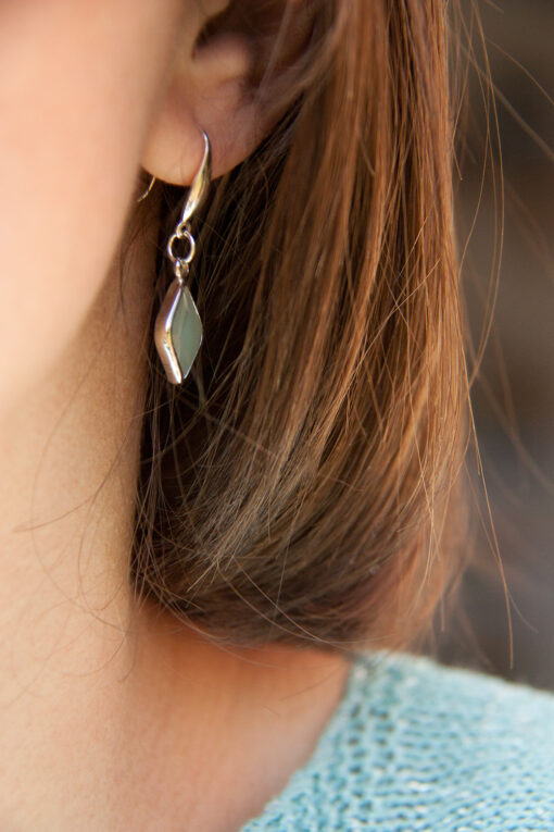 Boucles d'oreilles argent géométriques couleur menthe 2