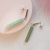 Boucles d'oreilles Jade vertes et argentées 7