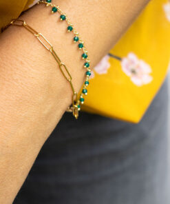 Bracelet Inae double doré - Vert émeraude 4