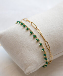 Bracelet Inae double doré - Vert émeraude 5