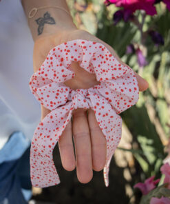 Heliboo scrunchie with red polka dot print 10