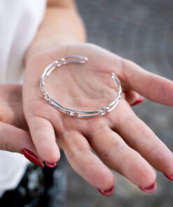 Wide link silver bangle 7