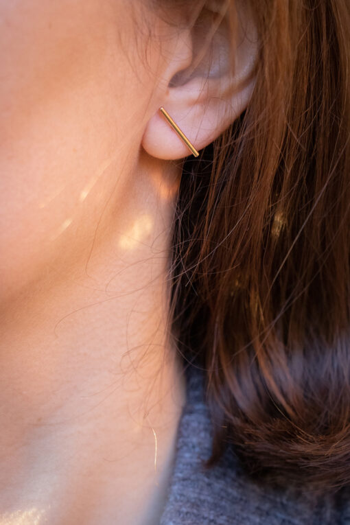 Boucles d'oreilles simples barres en plaqué or 3