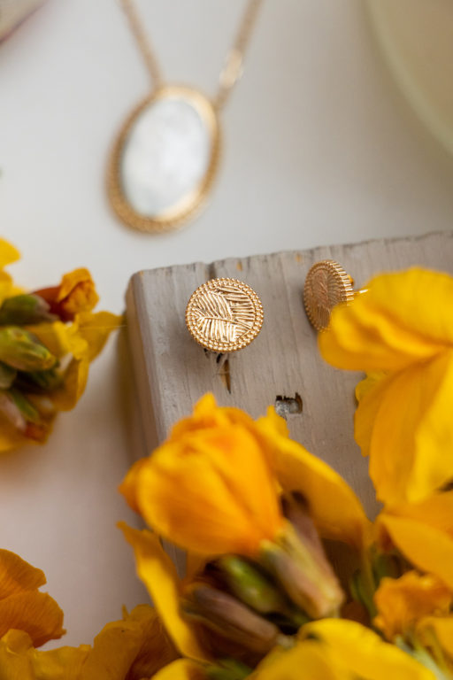 Gold plated detailed round studs 2