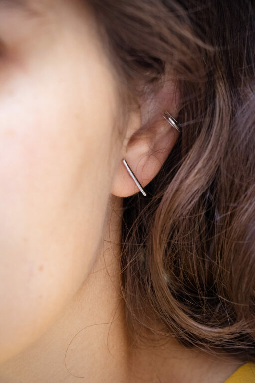 Boucles d'oreilles simples barres en argent 1