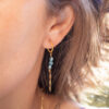 Boucles d'oreilles pendantes Ysée turquoises et dorées 6