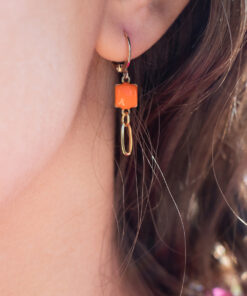 Boucles d'oreilles Eloïse orange + une asymétrique 5