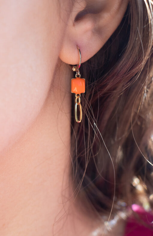 Boucles d'oreilles Eloïse orange + une asymétrique 3