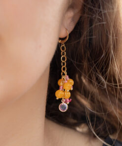 Boucles d'oreilles asymétriques orange et rose 6