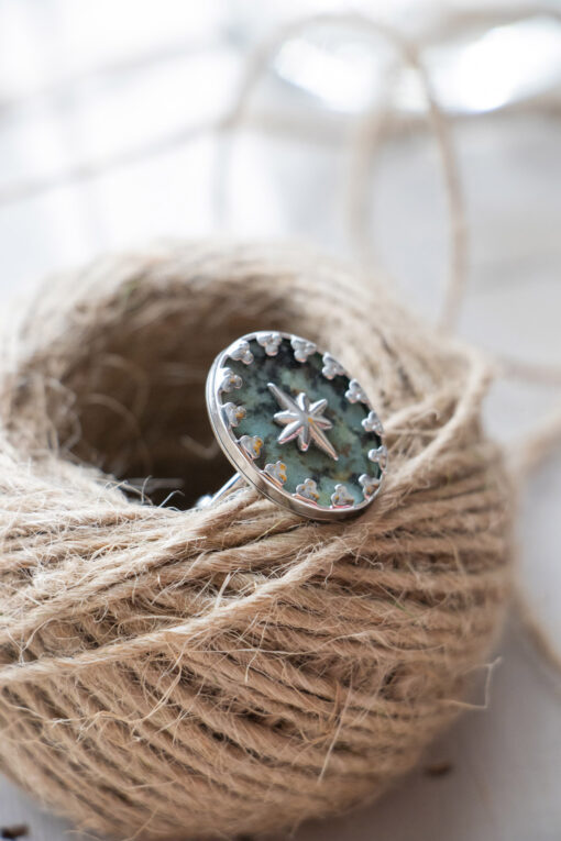 Silver wind rose ring 2