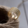 Wide golden twisted ring 11