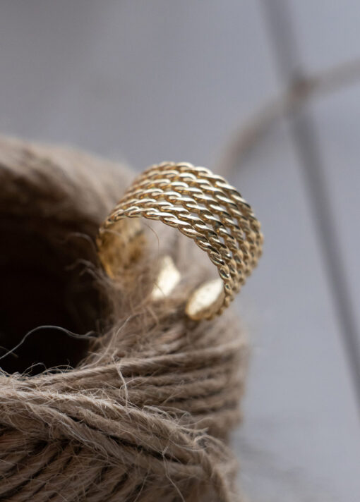 Wide golden twisted ring 1