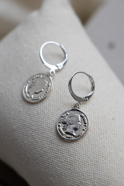 Silver coin earrings 1
