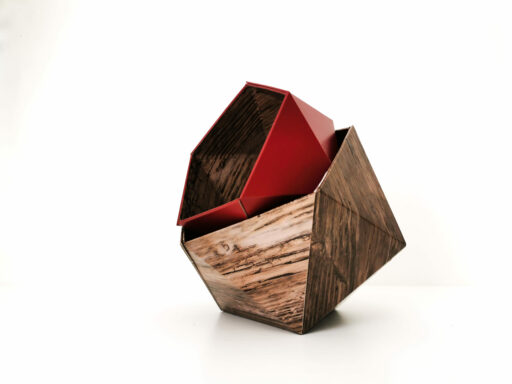 Boites Origami Leewalia - Bois rustique et bordeaux 4