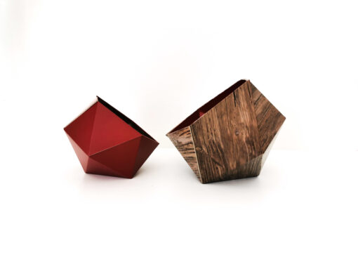 Boites Origami Leewalia - Bois rustique et bordeaux 3