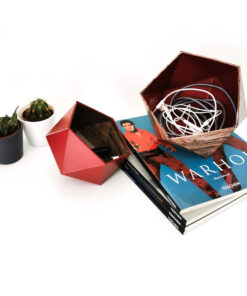Origami boxes Leewalia - Rustic wood and burgundy 5