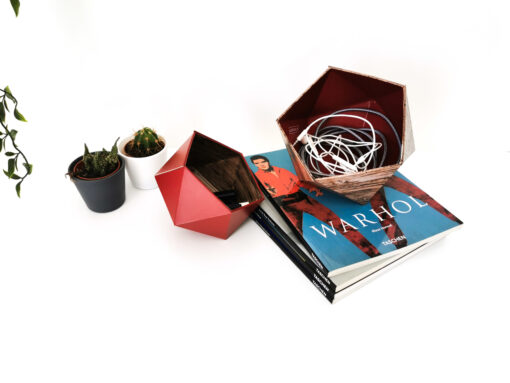 Origami boxes Leewalia - Rustic wood and burgundy 2