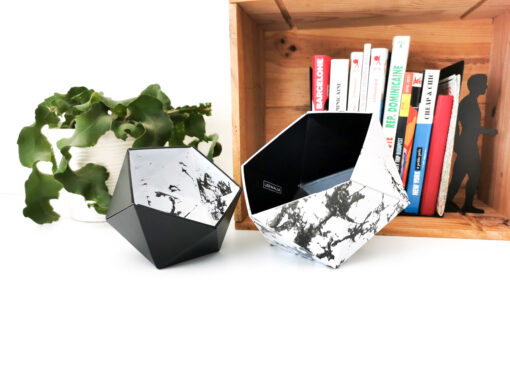 Boites Origami Leewalia - Marbre blanc et noir 1