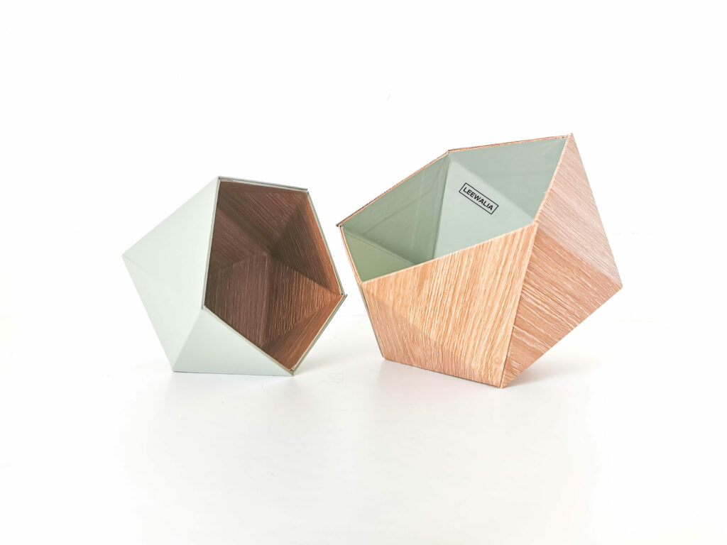 Leewalia Origami Boxes - Scandinavian Oak and Almond Green 3