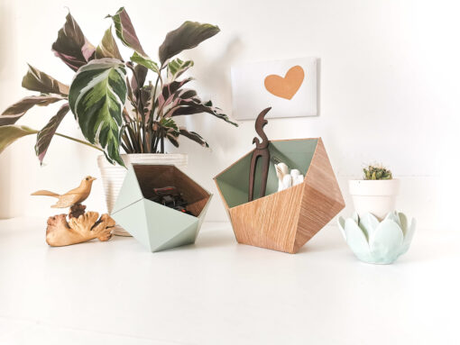 Boites Origami Leewalia - Chêne Scandinave et vert amande 2