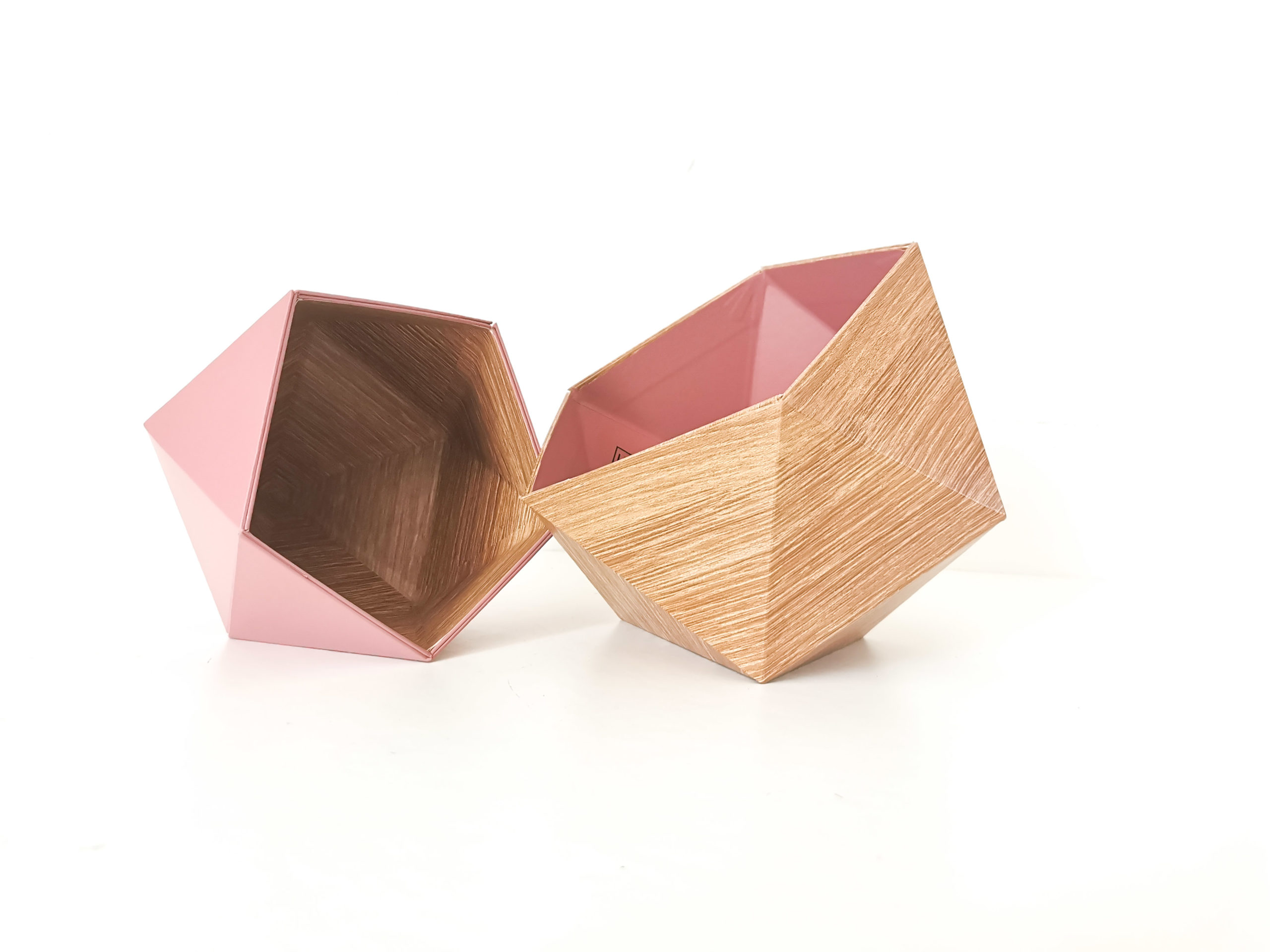 Origami boxes Leewalia - Scandinavian oak and old rose 2