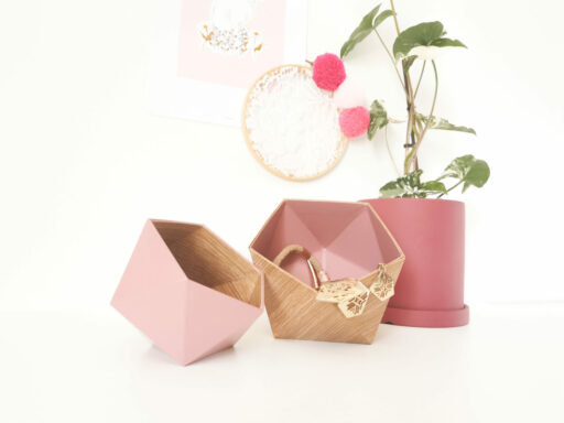 Boites Origami Leewalia - Chêne Scandinave et vieux rose 4