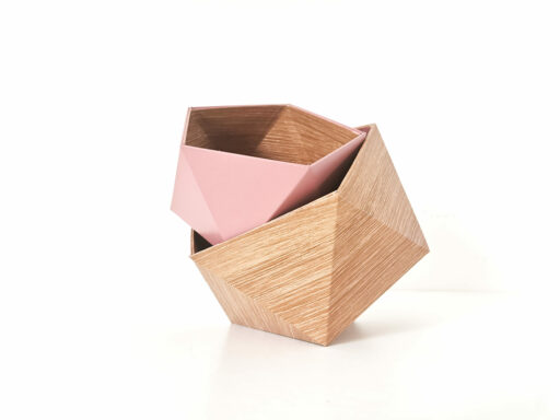 Boites Origami Leewalia - Chêne Scandinave et vieux rose 3