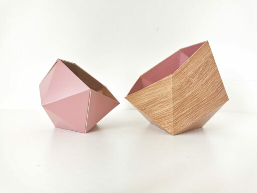 Boites Origami Leewalia - Chêne Scandinave et vieux rose 2