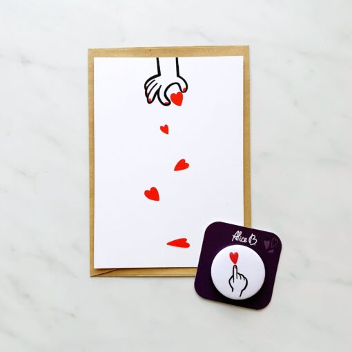 Alice B Card - Rain of Hearts + Matching Badge 1