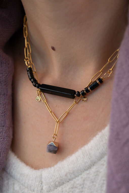 Gray and gold Sita necklace 5