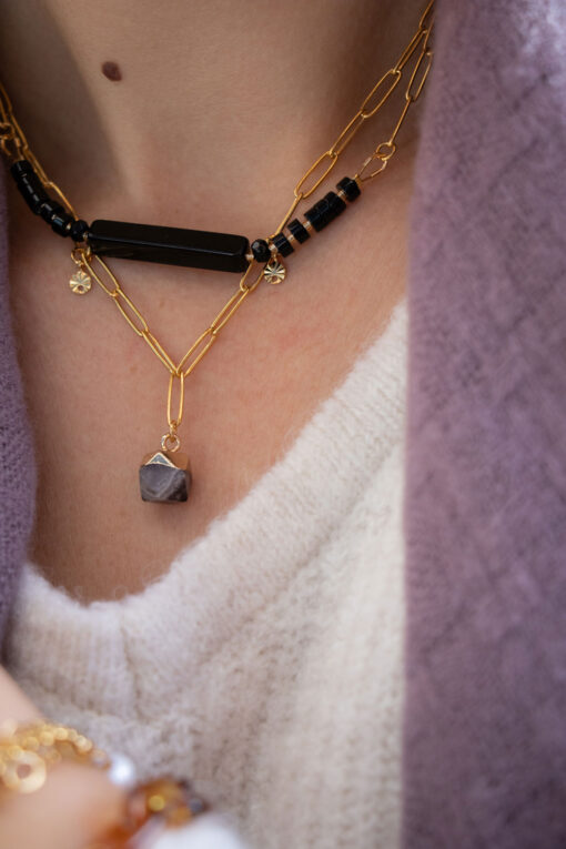 Gray and gold Sita necklace 6