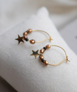 Golden pearl and star hoops 5