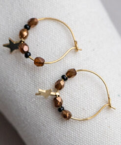 Golden pearl and star hoops 4