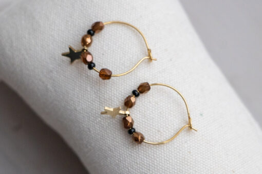 Golden pearl and star hoops 2