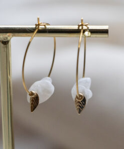 Small golden feather hoop earrings 6