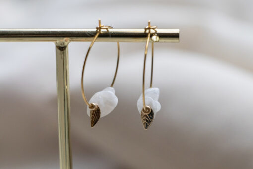 Small golden feather hoop earrings 3