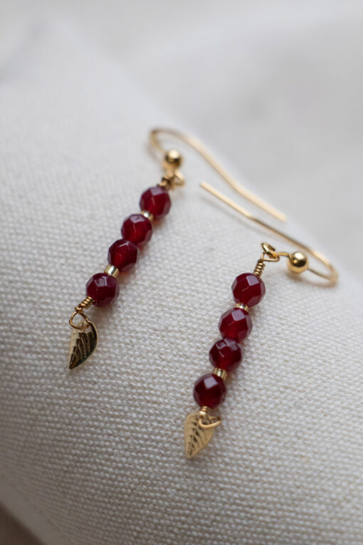 Imperfect burgundy and gold earrings 1