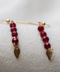 Imperfect burgundy and gold earrings 4