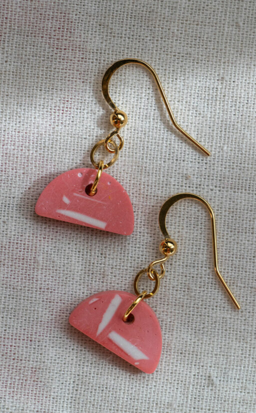 Unique half-circle earrings - Pink 3