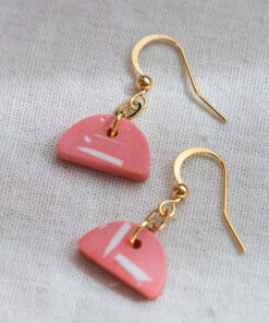 Unique half-circle earrings - Pink 5