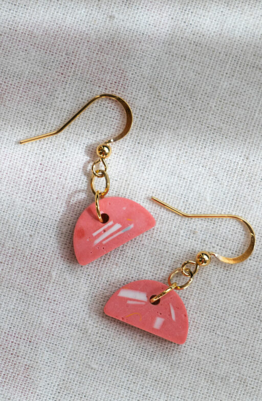 Unique half-circle earrings - Pink 4