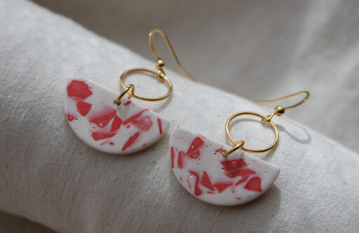 Unique earrings - White and red 1