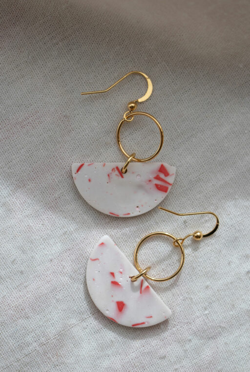 Unique earrings - White and red 2