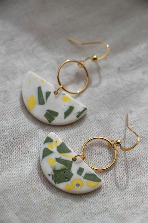 Unique earrings - Lemon and khaki 2